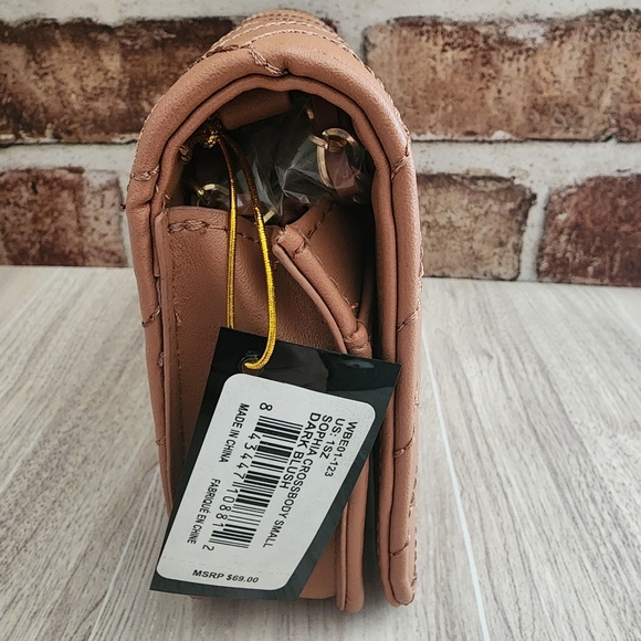 bebe Quilted Sophia Dark Blush Crossbody Bag NWT - Picture 3 of 12